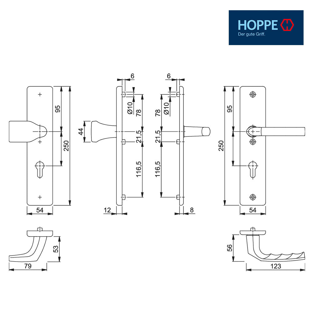 HOPPE Wechsel-Garnitur (Knopf/Griff) Birmingham F1 silber