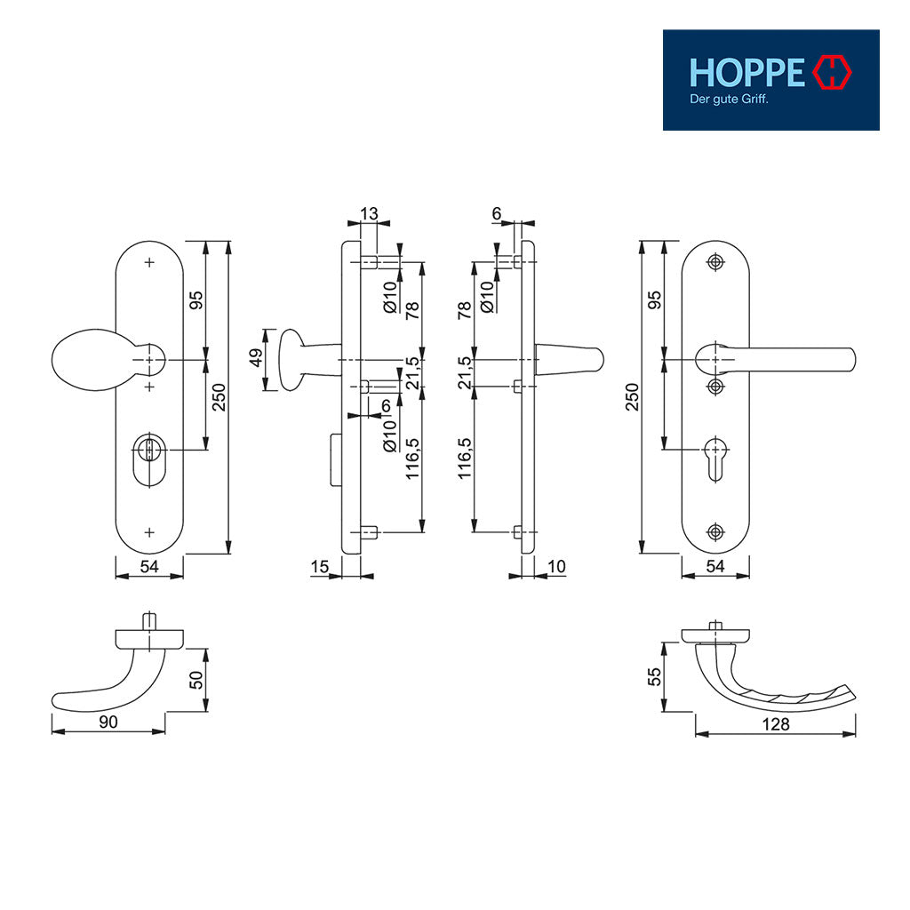 HOPPE Wechsel-Garnitur (Knopf/Griff) Tokyo F1 silber