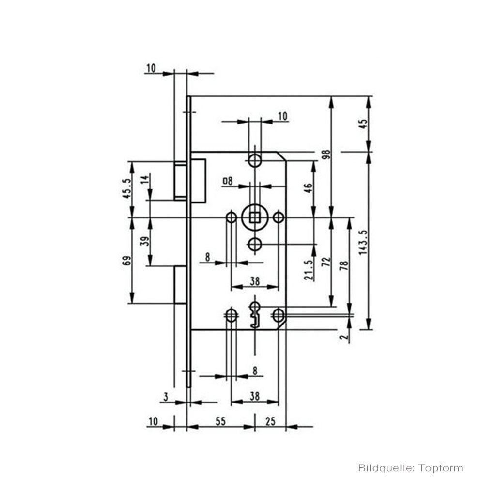 Topform Zimmertür-Einsteckschloss BB