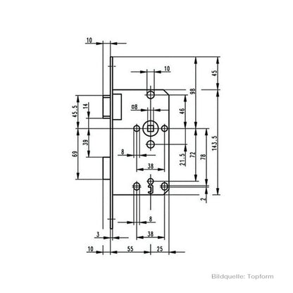Topform Zimmertür-Einsteckschloss BB